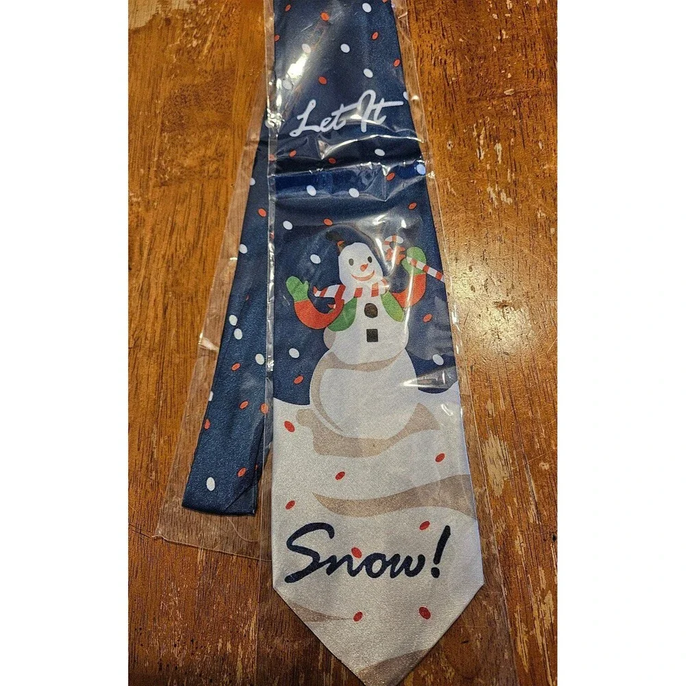 Christmas Tie Let It Snow Snowman New in Plastic